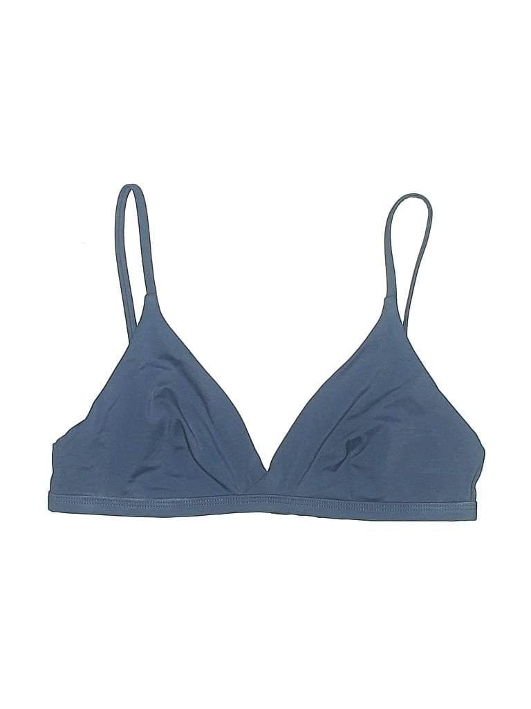 Pre-owned Onia Swimsuit Top Blue Solid Pattern Swimwear