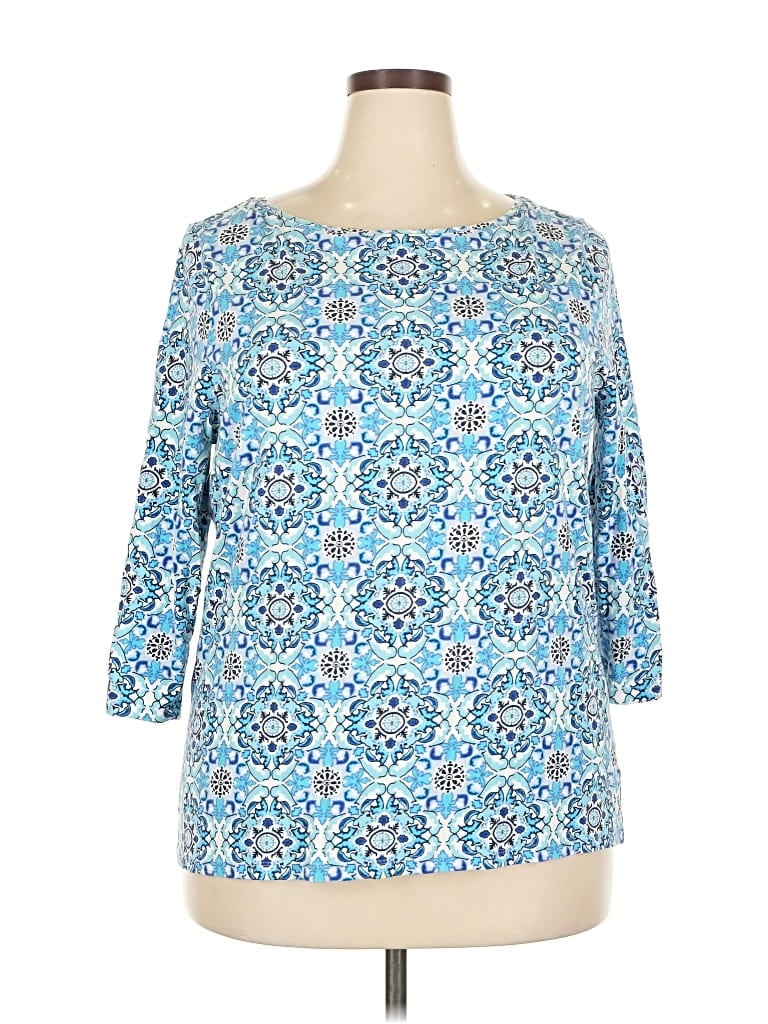 Pre-owned Talbots 3/4 Sleeve T-shirt In Blue