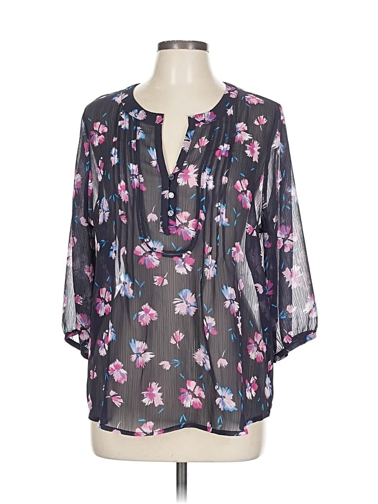 Pre-owned St. John's Bay 3/4 Sleeve Blouse In Gray