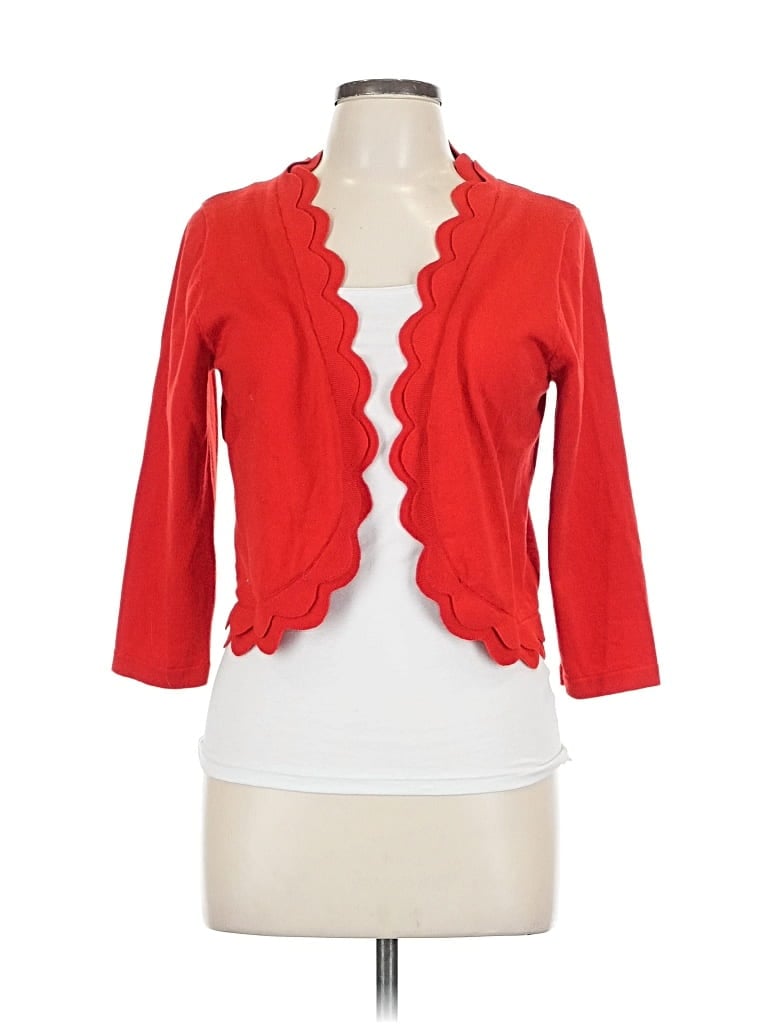 Pre-owned Nina Leonard Cardigan Sweater In Red