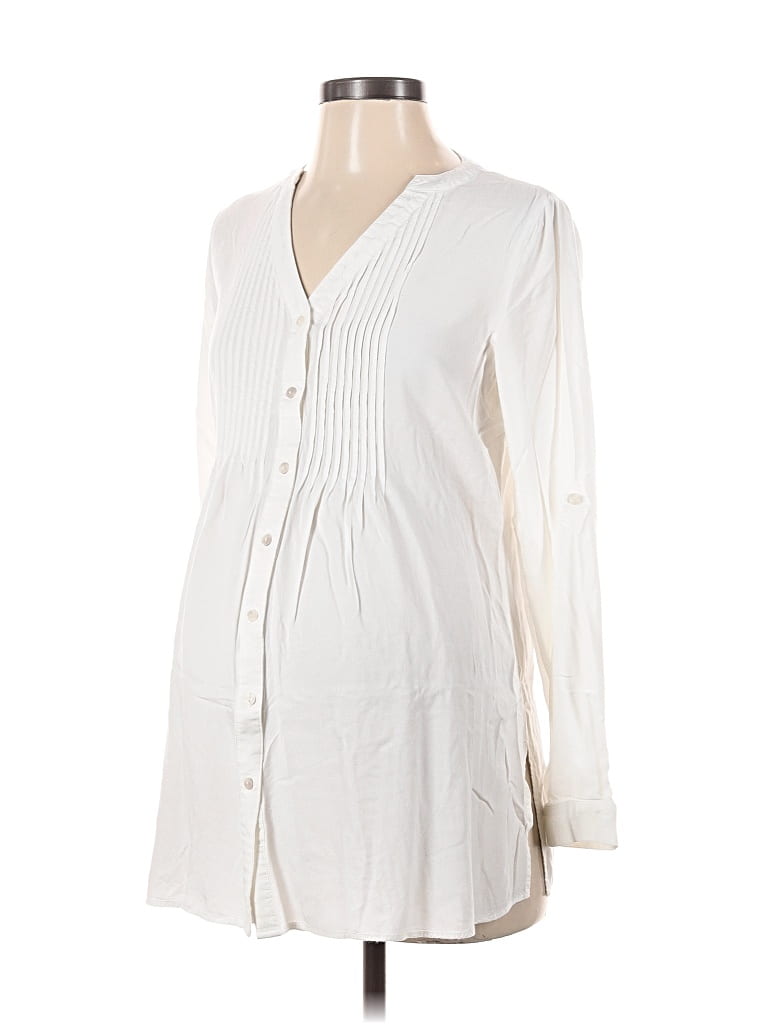 Pre-owned Seraphine Long Sleeve Blouse In White