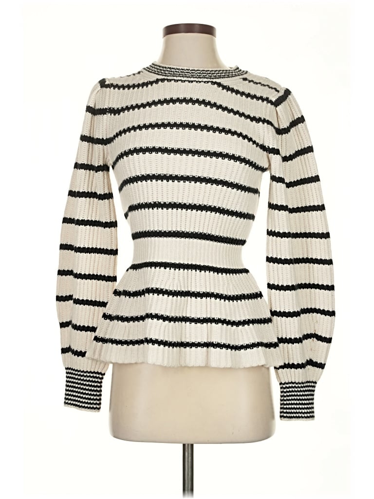 Pre-owned La Vie Rebecca Taylor Wool Pullover Sweater In White