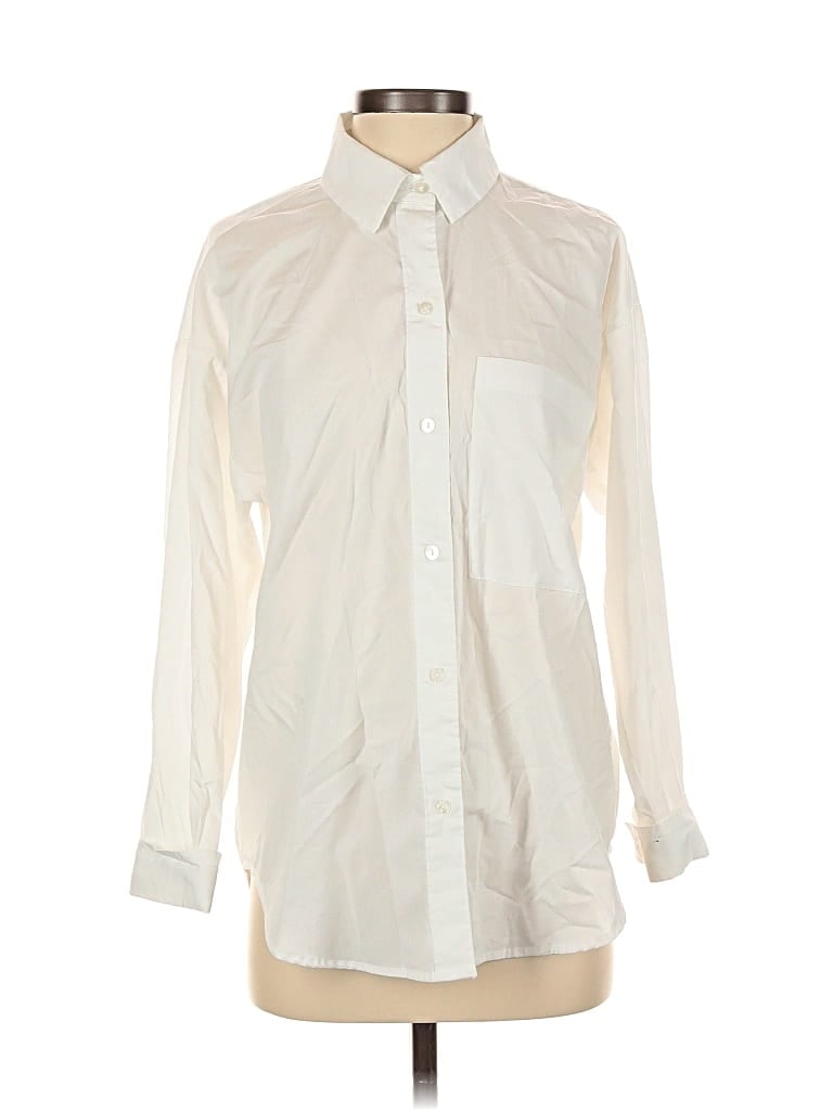 Pre-owned Abercrombie & Fitch Long Sleeve Button Down Shirt In White