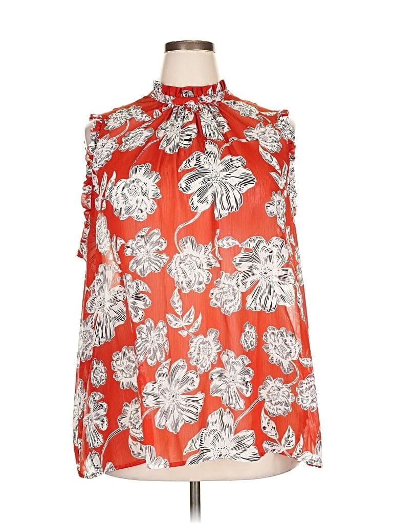 Pre-owned Who What Wear Sleeveless Blouse In Orange