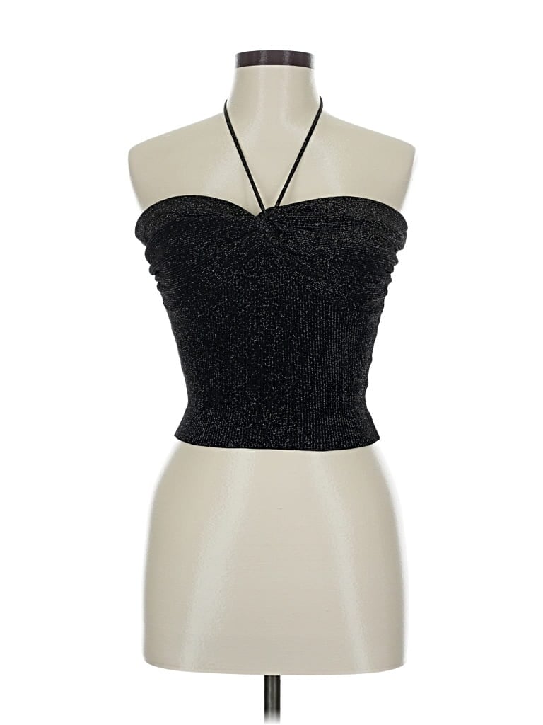 Pre-owned Miou Muse Sleeveless Top Black Strapless Neckline Tops