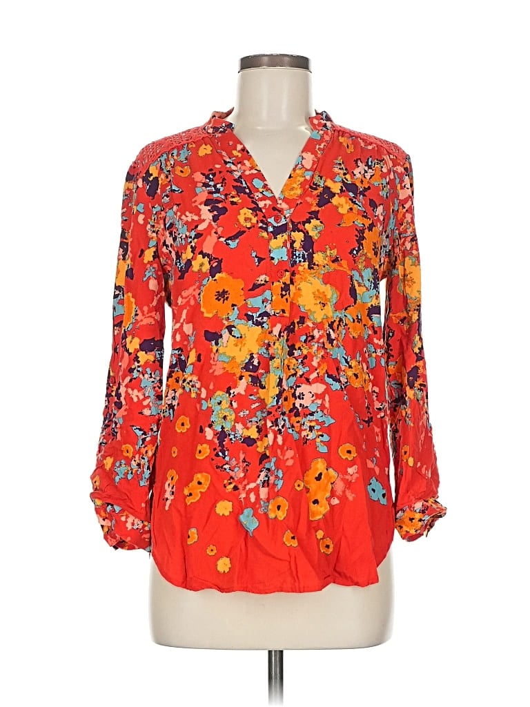Pre-owned Market & Spruce Long Sleeve Blouse In Orange