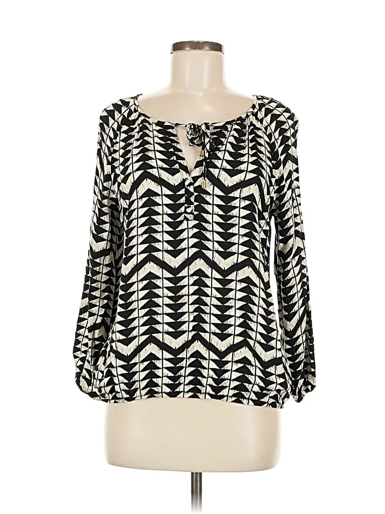 Pre-owned Ella Moss Long Sleeve Blouse In Black