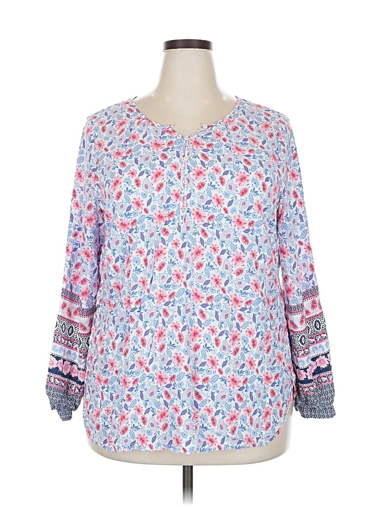 Pre-owned Talbots Outlet 3/4 Sleeve T-shirt In Blue