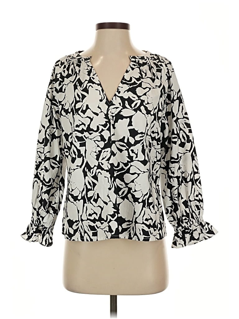 Pre-owned Evereve 3/4 Sleeve Blouse In White