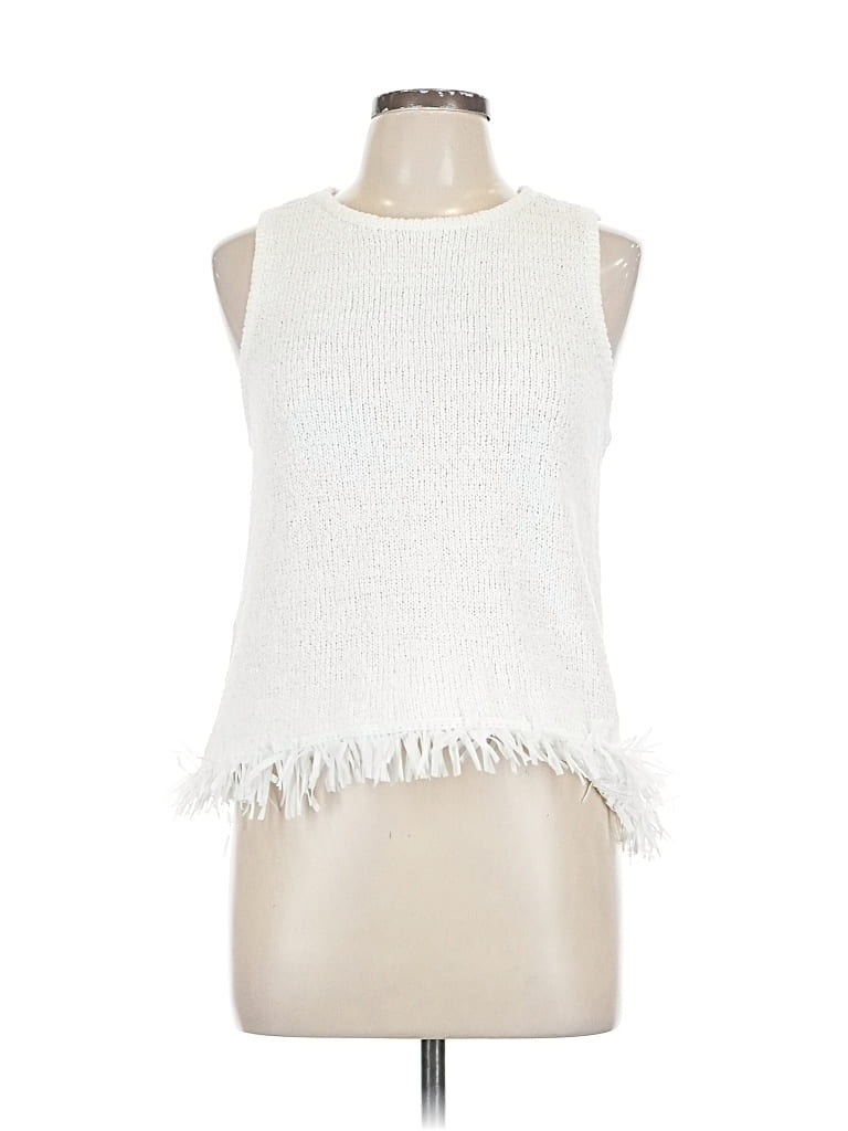 Pre-owned Ann Taylor Sleeveless Blouse In White