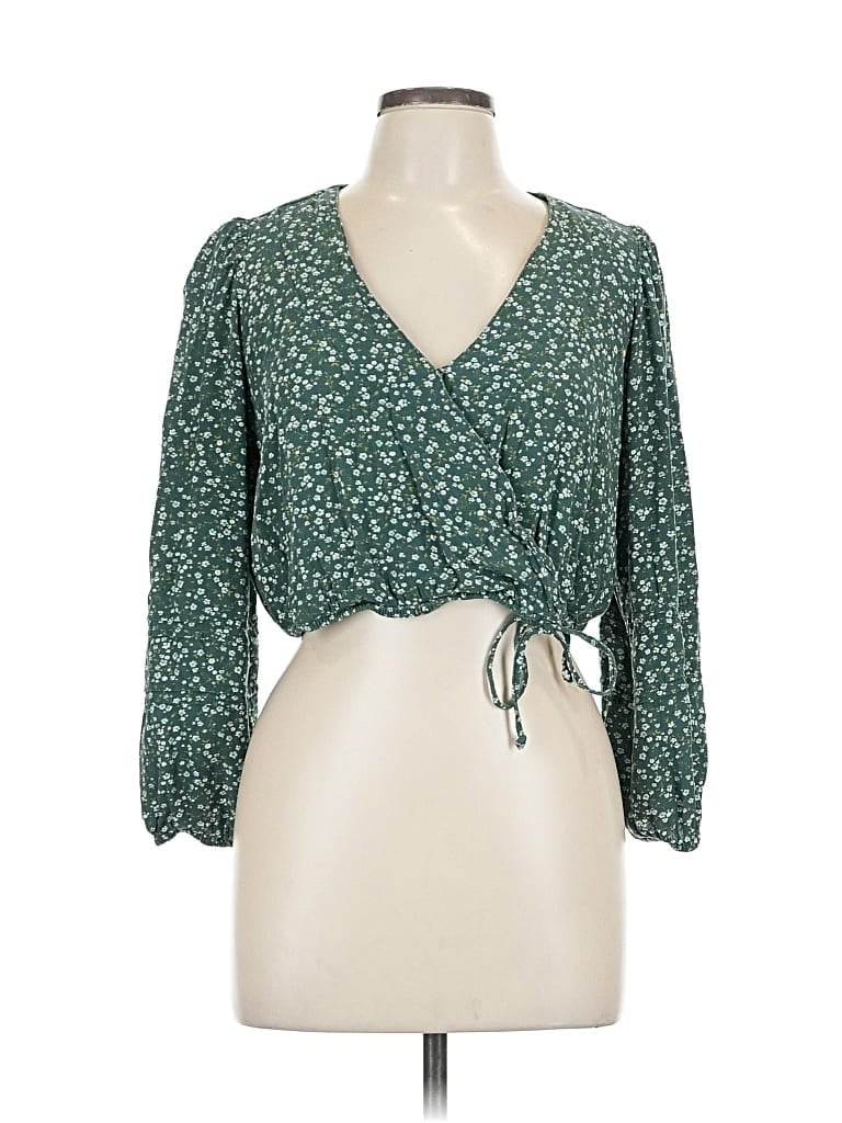 Pre-owned American Eagle Outfitters 3/4 Sleeve Blouse In Green