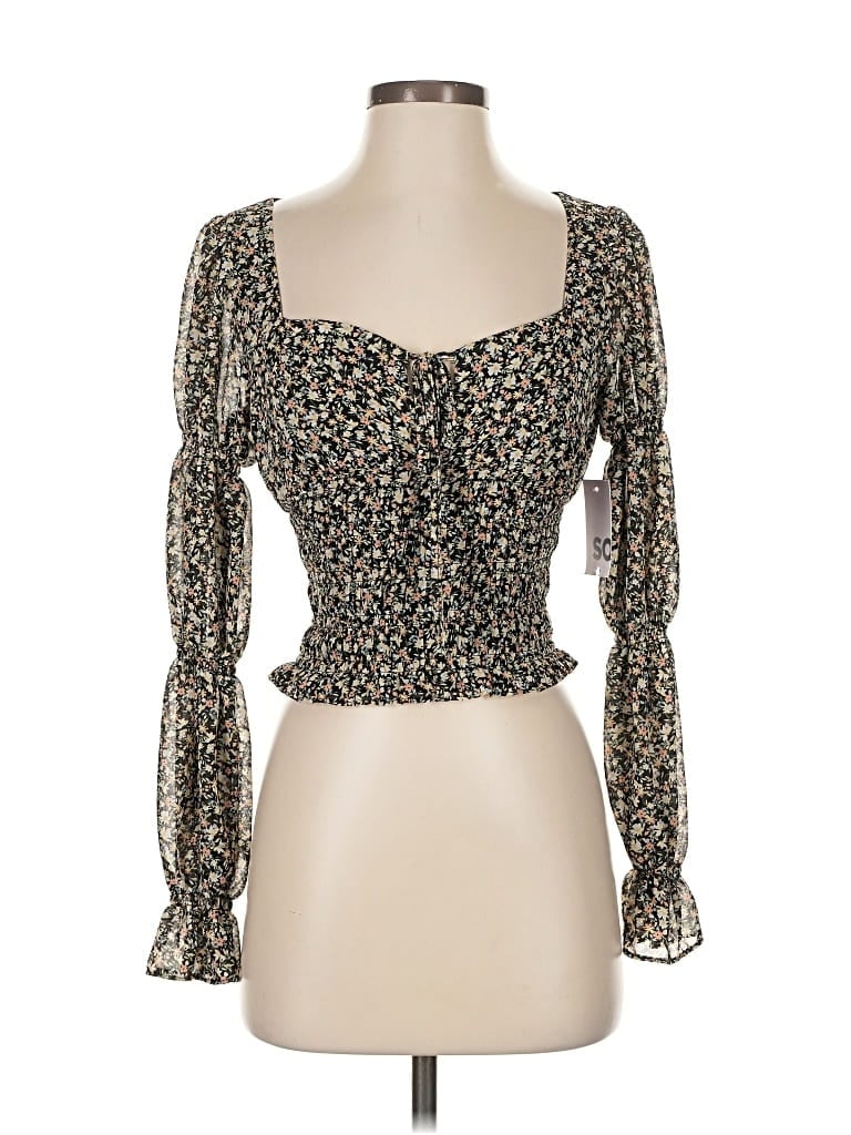 Sonoma Goods For Life Long Sleeve Top Brown Sweetheart Neckline Tops In Multi