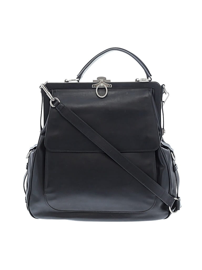 Pre-owned Yves Saint Laurent Rive Gauche Leather Satchel In Black