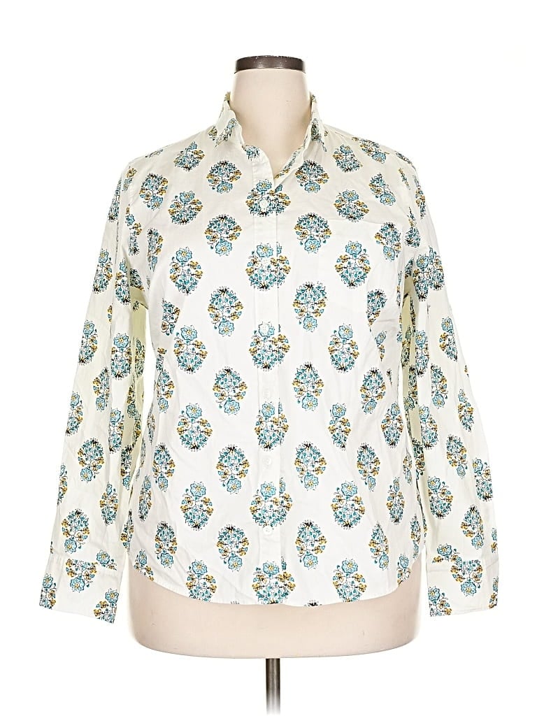 Pre-owned J.crew Factory Store Long Sleeve Button Down Shirt In White