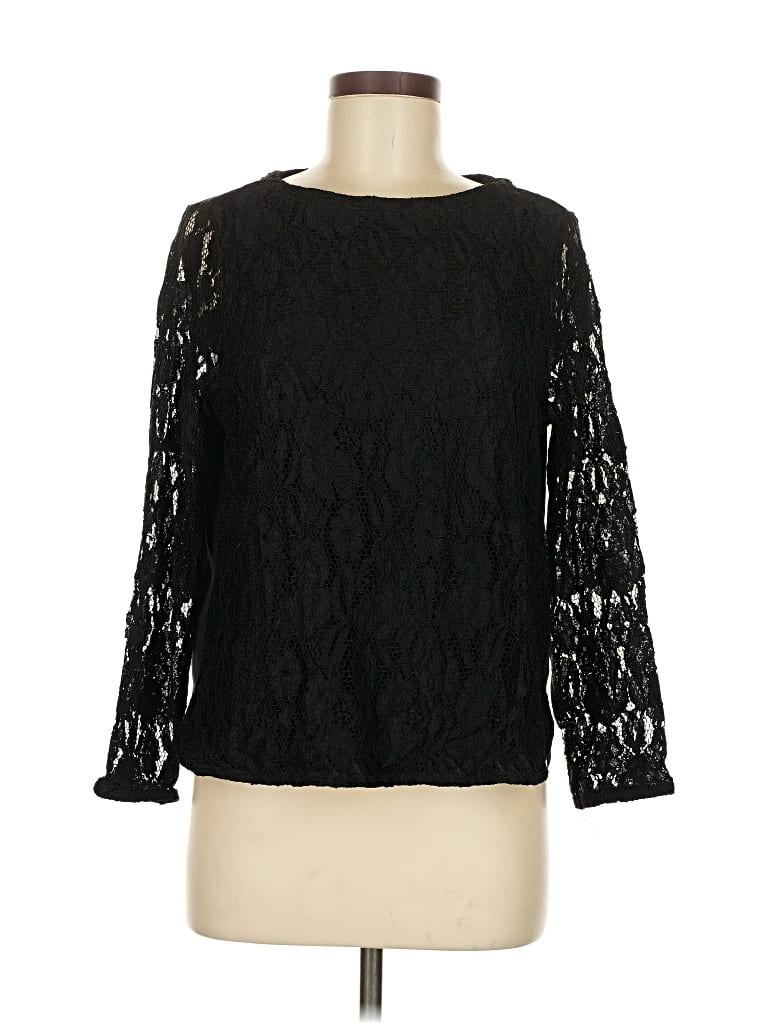 Pre-owned H&m Long Sleeve Blouse In Black