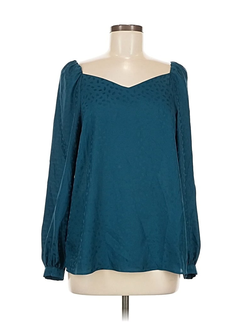 Pre-owned Ann Taylor Long Sleeve Blouse In Blue
