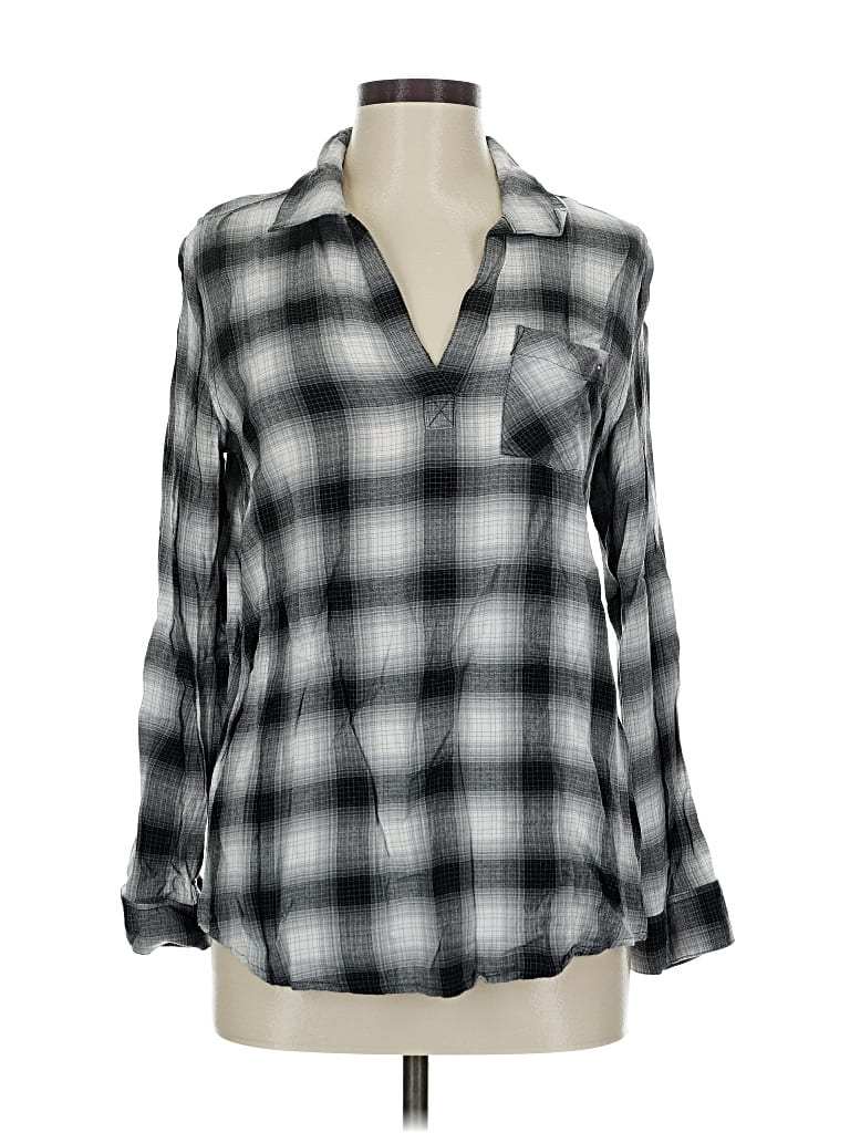 Pre-owned Tommy Hilfiger Long Sleeve Polo Shirt In Gray