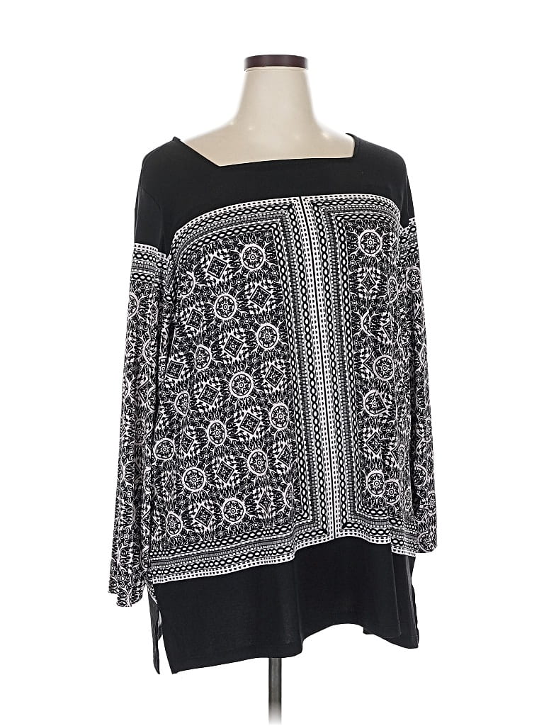 Pre-owned Cj Banks Long Sleeve Blouse In Black