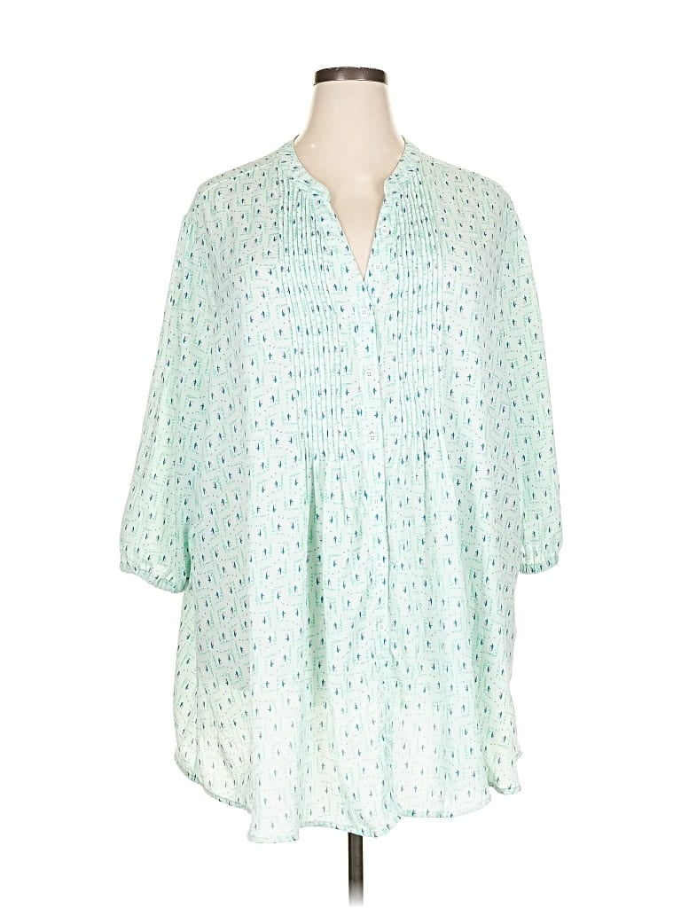 Pre-owned Melissa Mccarthy Seven7 3/4 Sleeve Blouse In Green