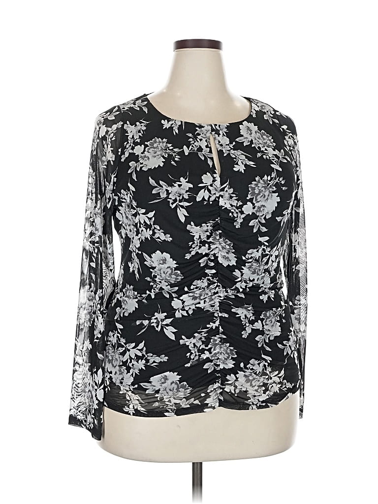 Pre-owned Lane Bryant Long Sleeve Blouse In Black
