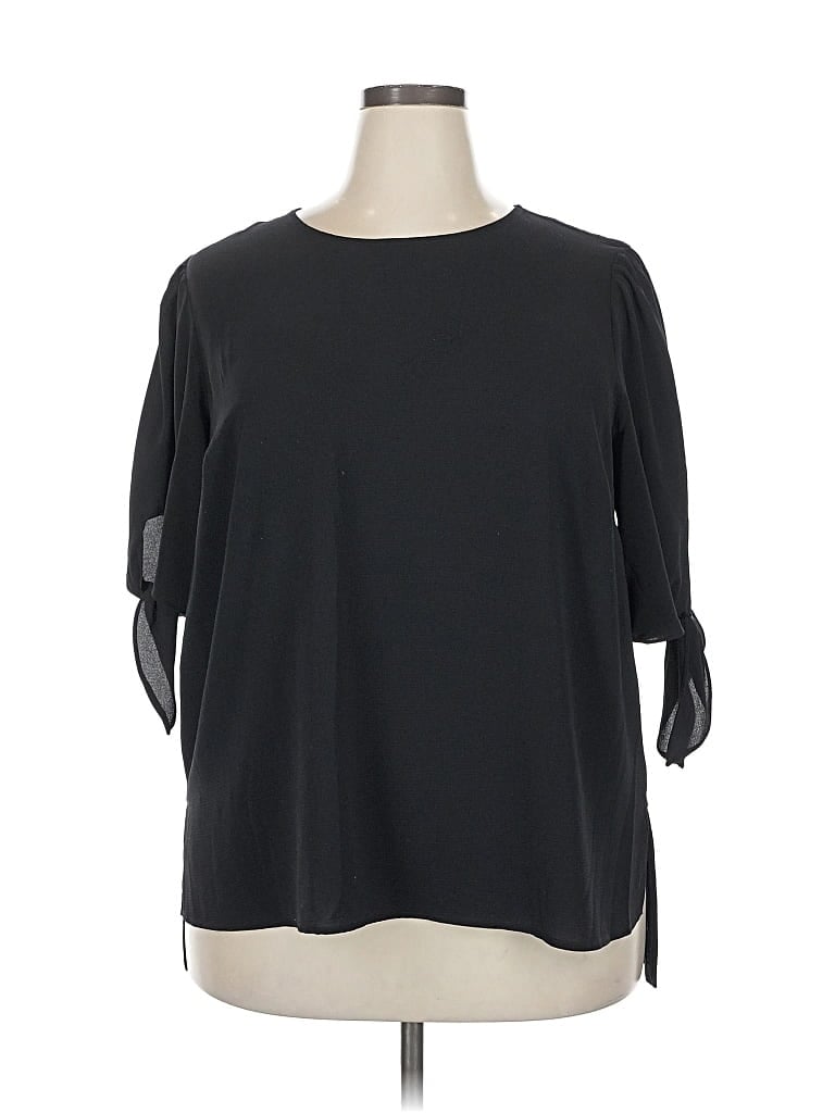 Pre-owned Cece 3/4 Sleeve Top Black Boatneck Tops