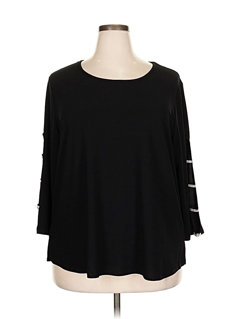 Pre-owned 89th & Madison 3/4 Sleeve Top Black Boatneck Tops