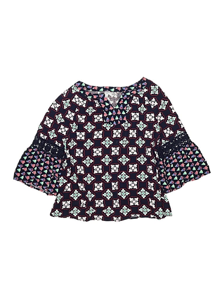 Pre-owned Crown & Ivy Kids' 3/4 Sleeve Blouse In Blue