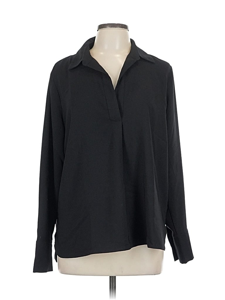 Pre-owned Nordstrom Long Sleeve Blouse In Black