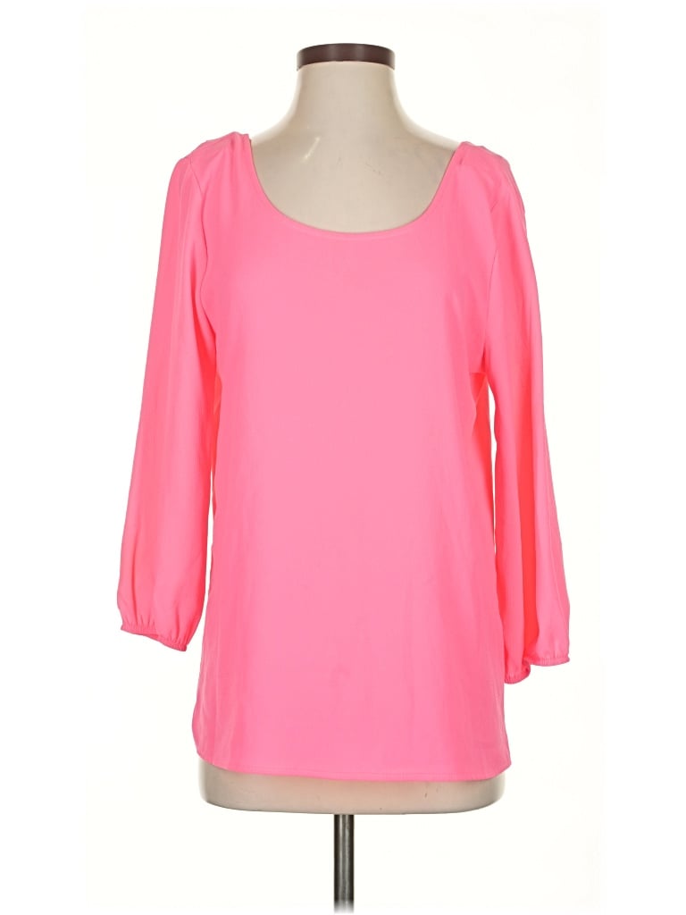 Pre-owned Pink Owl 3/4 Sleeve Top Pink Scoop Neck Tops