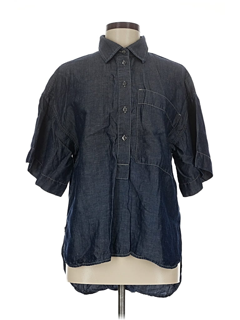 Pre-owned Br Standard 3/4 Sleeve Button Down Shirt In Blue