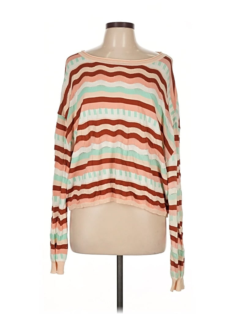 Pre-owned Sisstrevolution Long Sleeve Top Orange Boatneck Tops