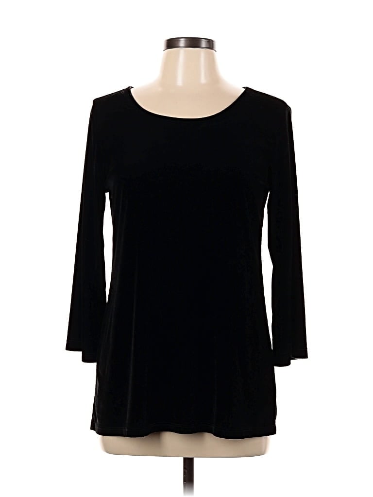 Pre-owned Dream Dance By Line Art 3/4 Sleeve Top Black Boatneck Tops