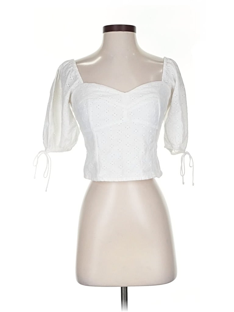 Pre-owned Abercrombie & Fitch 3/4 Sleeve Blouse In White