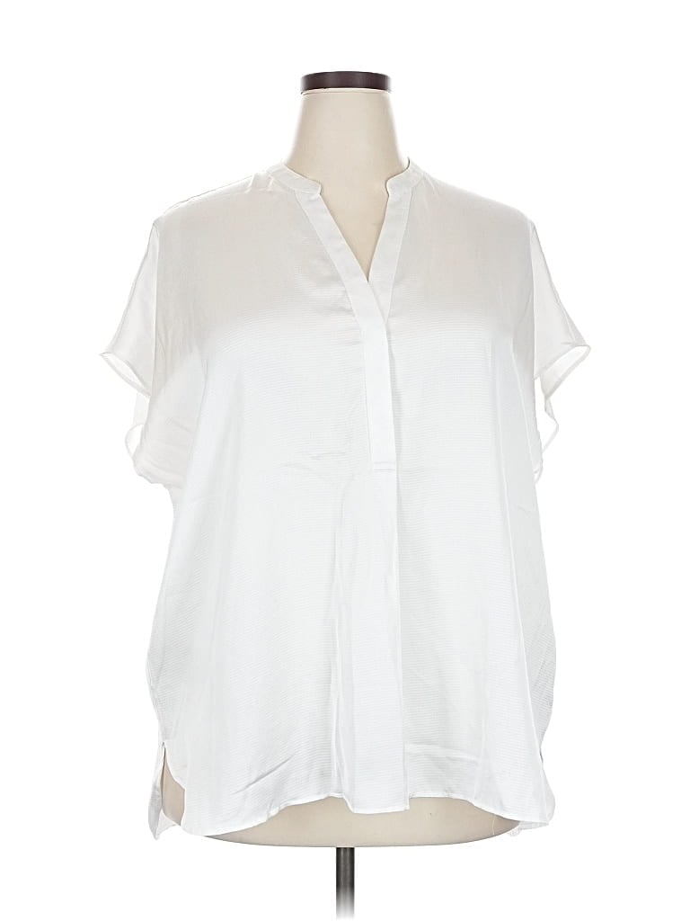 Pre-owned Lane Bryant Short Sleeve Blouse In White