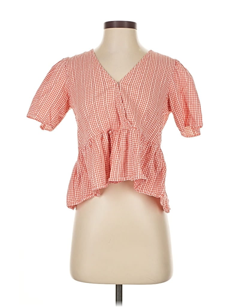 Pre-owned Madewell Short Sleeve Blouse In Red