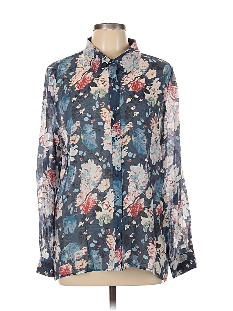 Pre-owned Serengeti Long Sleeve Blouse In Blue