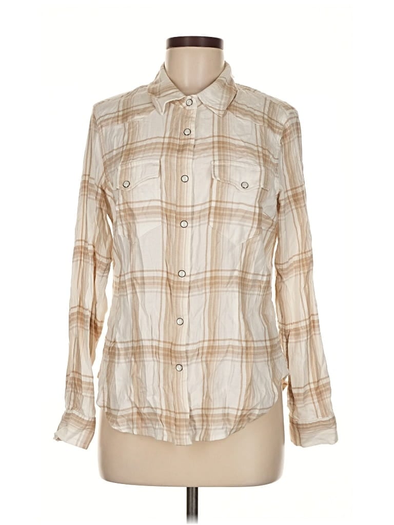 Gap Long Sleeve Button Down Shirt In Neutral