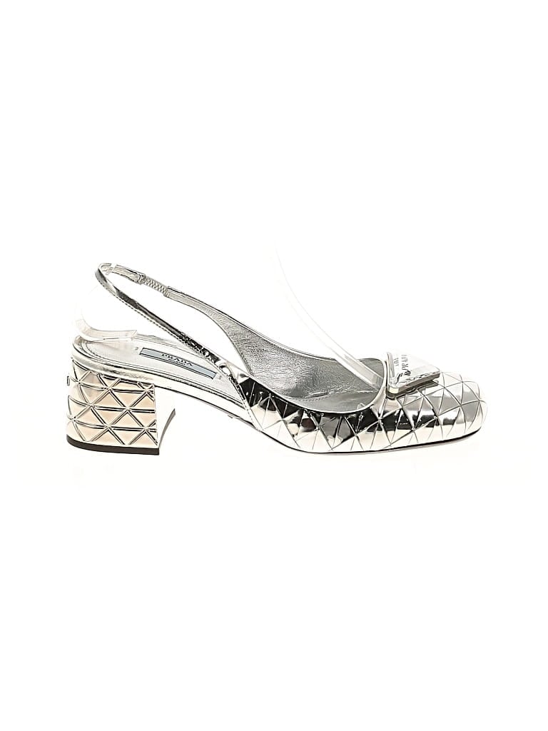 Pre-owned Prada Heels In Silver