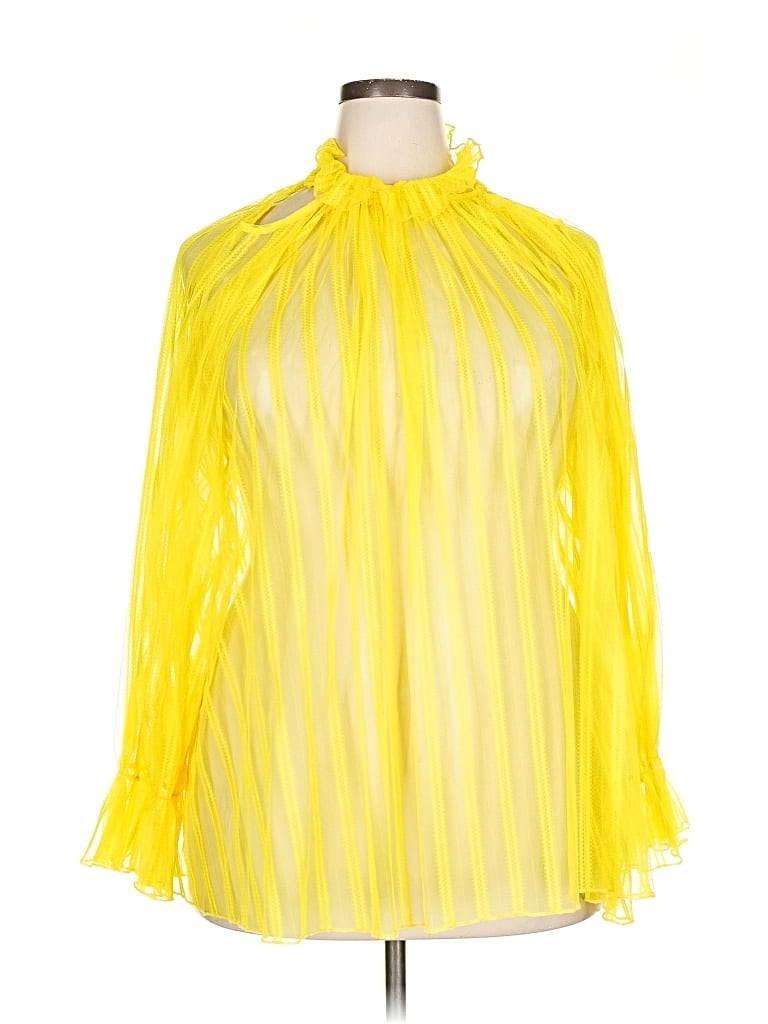 Pre-owned Ashley Stewart 3/4 Sleeve Blouse In Yellow