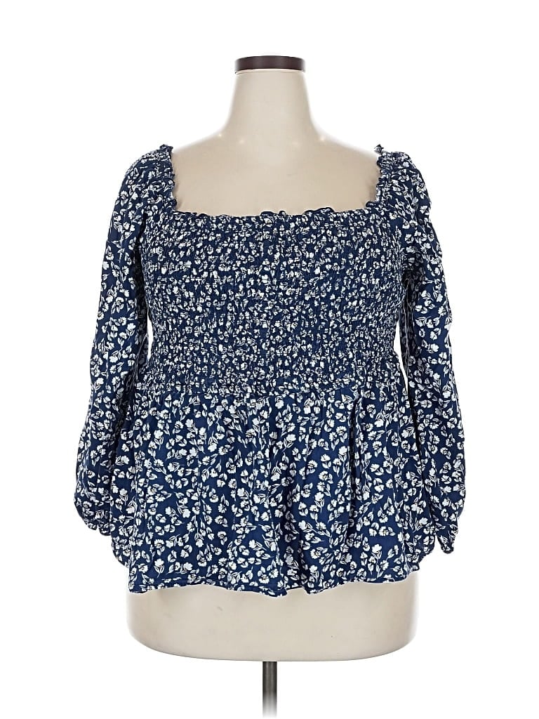 Pre-owned St. John's Bay 3/4 Sleeve Blouse In Blue