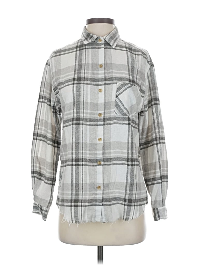 Pre-owned Just Polly Long Sleeve Blouse In Gray