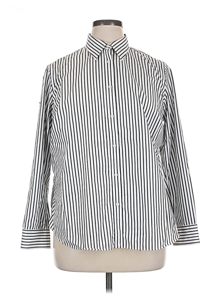 Pre-owned Chaps Long Sleeve Blouse In Silver