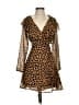 Free People 100% Polyester Animal Print Brown Cocktail Dress Size S - photo 1