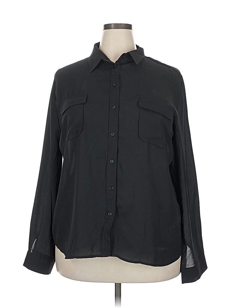 Pre-owned Assorted Brands Long Sleeve Blouse In Black