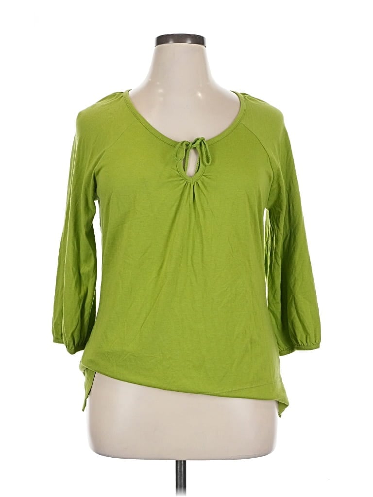 Pre-owned Merona 3/4 Sleeve Top Green Keyhole Neckline Tops