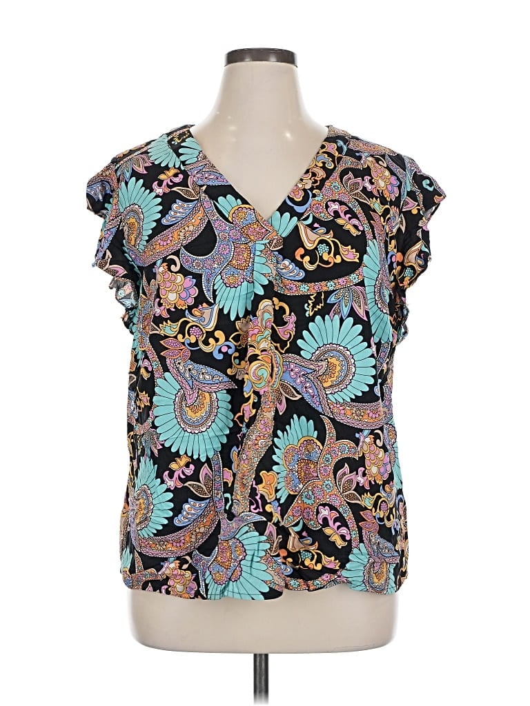 Pre-owned Haute Hippie Short Sleeve Blouse In Blue