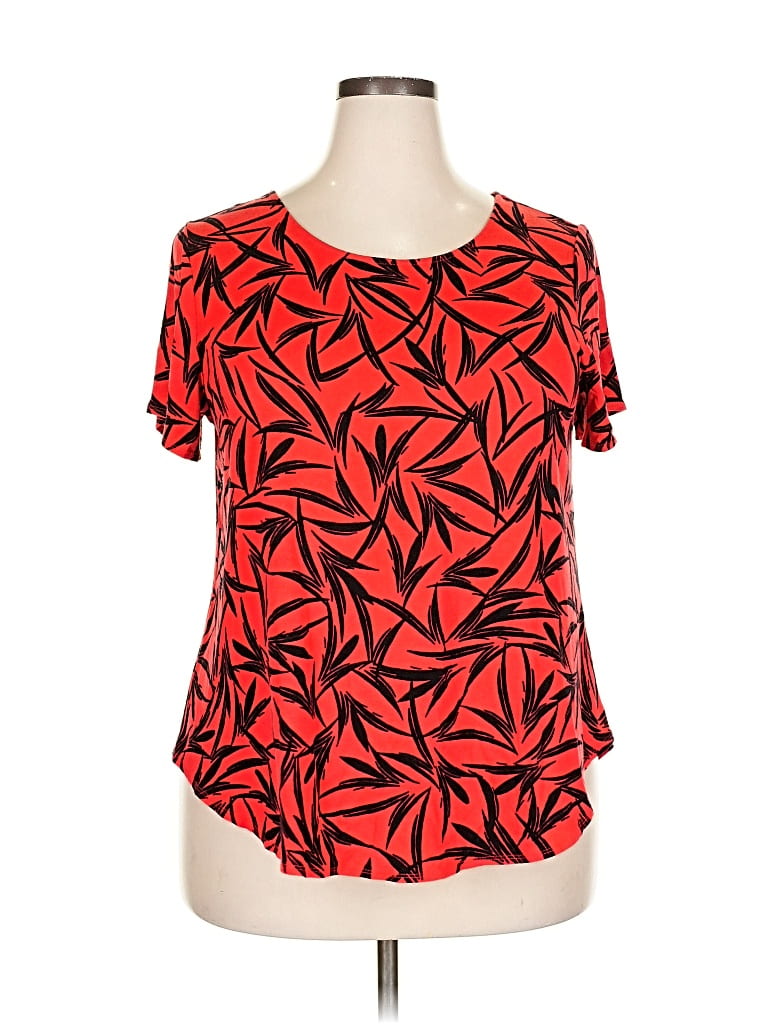 Pre-owned Alfani Short Sleeve Blouse In Red