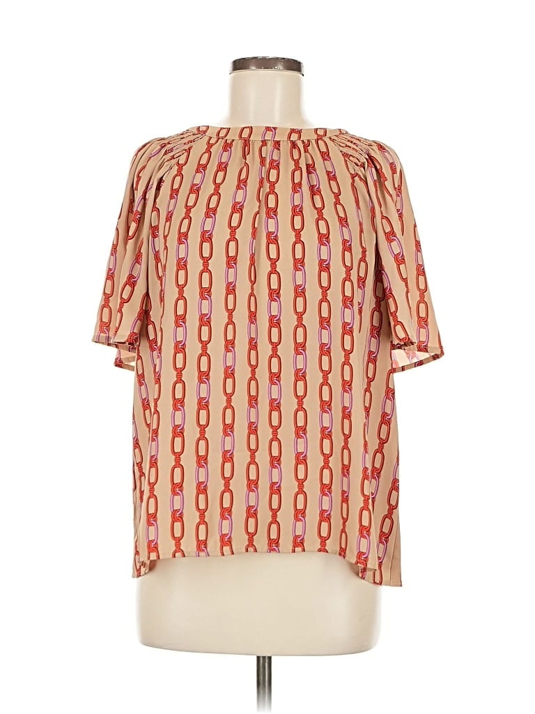 Pre-owned Ann Taylor Short Sleeve Blouse In Orange