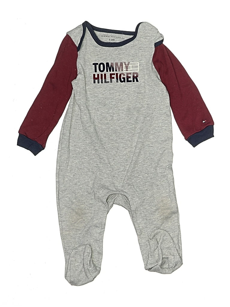Pre-owned Tommy Hilfiger Babies' Long Sleeve Onesie In Burgundy