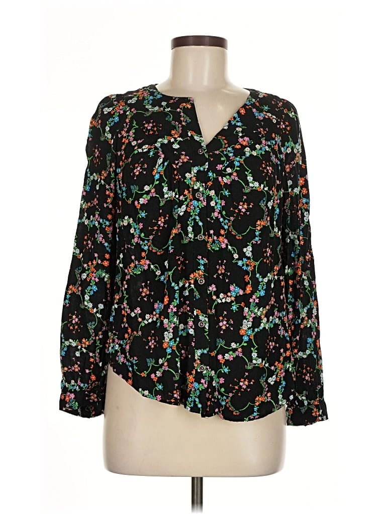 Pre-owned Maeve By Anthropologie Long Sleeve Blouse In Black